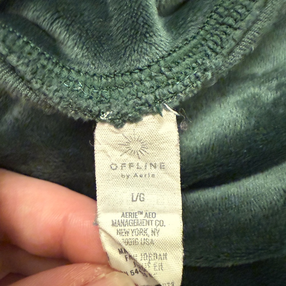 Aerie Offline Green Velour Zip Up Hoodie and Pants Set - Picture 6 of 6